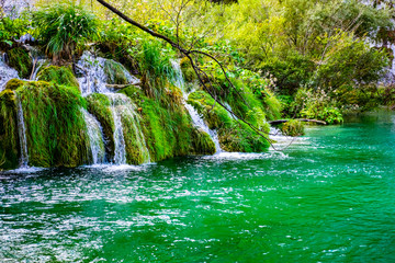 Waterfalls in autumn, National Park Plitvice Lakes, Croatia