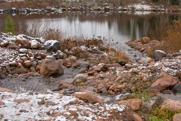 Stream flows into a small lake, Imatra, Finland