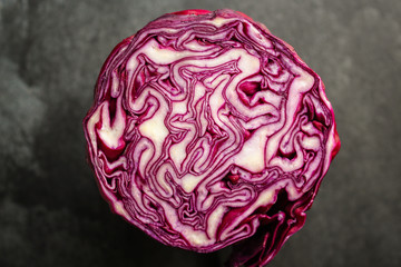 red cabbage, raw vegetables healthy salad (coleslaw, delicious snack or blue cabbage) menu concept. food background. copy space. Top view