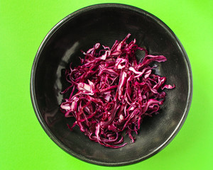 red cabbage, raw vegetables healthy salad (coleslaw, delicious snack or blue cabbage) menu concept. food background. copy space. Top view