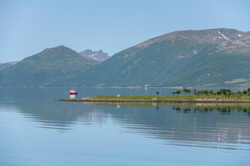 green promontory at Forfjord, Norway