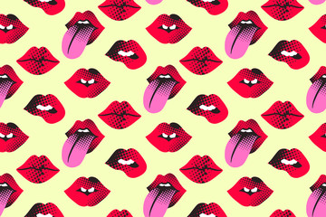 seamless pattern with lips and mouths