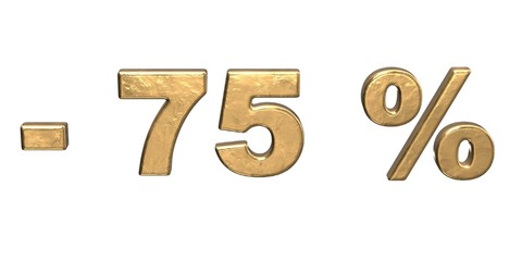 75% of discount. Golden seventy five percent sale.  isolated on white background  