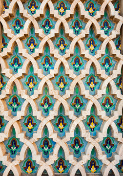 Teal and beige painted moroccan window