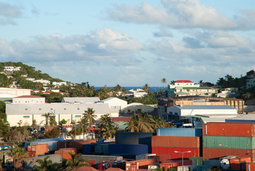 Philipsburg Town Port Containers on St. Maarten Island