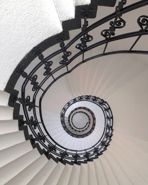 White concrete spiral stairs