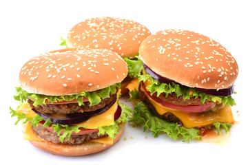 American hamburger on a white background