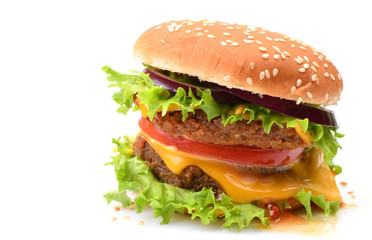 American hamburger on a white background