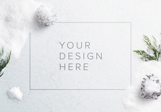 Winter Snow With Frame Scene Creator Mockup