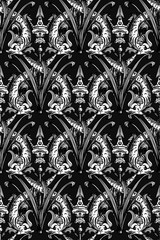 seamless pattern with fish and foliage