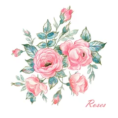 Gordijnen Illustration of a sketch of a rose with colored pencils © Irina Chekmareva