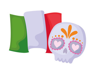 skull with flag mexican isolated icon