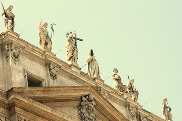 Naklejka premium Saint Peter's Basilica in St. Peter's Square, Vatican City. Vatican Museum, Rome, Italy.