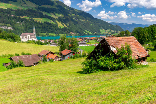 Lungern Old medieval village in the swiss alps.