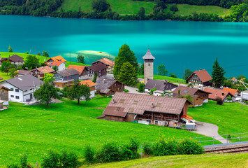 Lungern Old medieval village in the swiss alps.