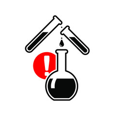 Icon hazardous substance in a test tube beaker, vector image