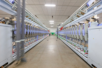 spinning production line, in a spinning factory, Tangshan City, Hebei, China