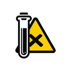 Icon hazardous substance in a test tube beaker, vector image