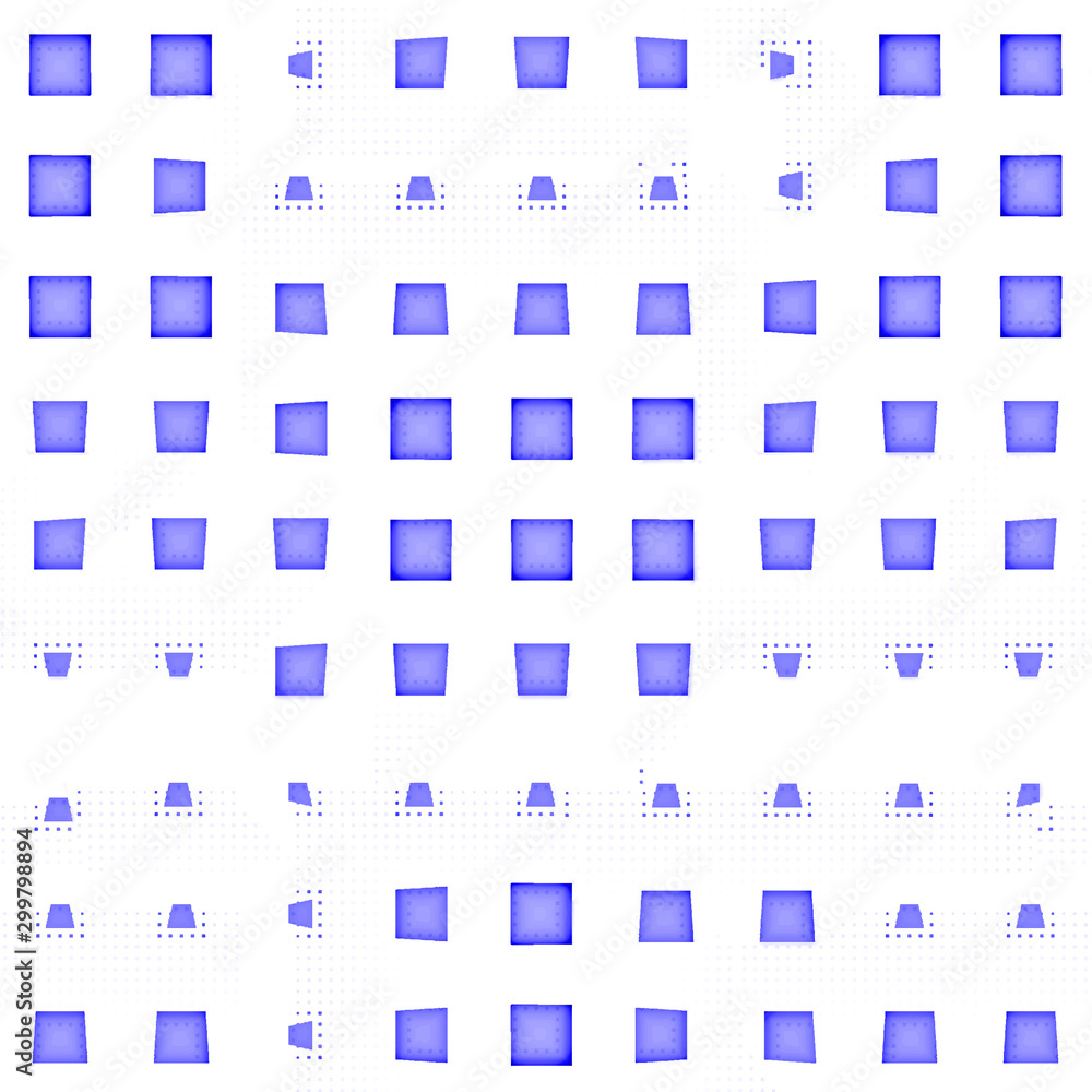 Poster abstract composition abstract pattern small blue squares on a white background, computer graphics, 3