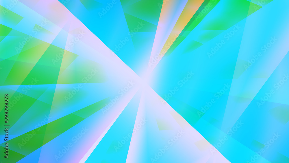 Poster abstract pattern of glowing radial rays on a multi-colored background