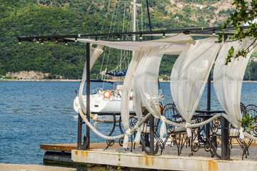 Sunny morning view of Kotor bay near Tivat, Montenegro.