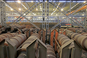 Steel roller in the workshop