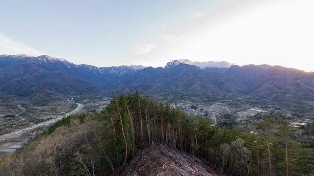 Timelapse Pan Shot of Sunset Sky over Southern Alps of Japan 