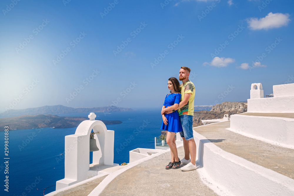 Wall mural Love story  on the island of Santorini