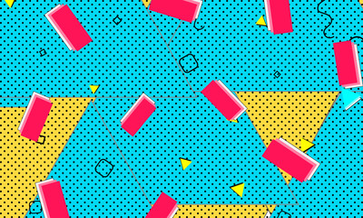 Stripes Spring Artwork. Blue Fluid Poster. Red 