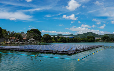 Floating Solar Farm or Solar panels on the water