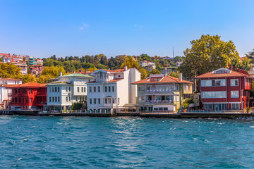 Fototapeta na wymiar Houses by the Bosphorus, Kuzguncuk district in Istanbul, Turkey