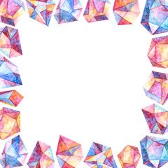 Obraz premium Background from crystals and precious stones. Watercolor.