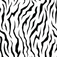 Fototapeta na wymiar Full seamless wallpaper for zebra and tiger stripes animal skin pattern. Black and white design for textile fabric printing. Fashionable and home design fit.