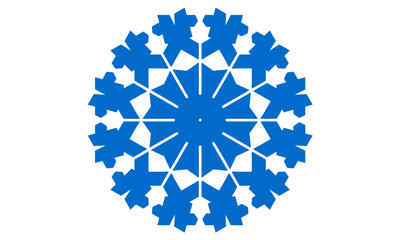Isolated blue vector snowflake crystal pattern