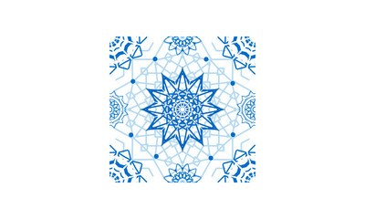 Vector snowflake blue seamless pattern