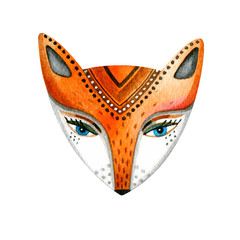 Fox face, watercolor