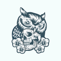 Owl skull vector illustration logo