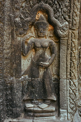 Cambodian Acient Murals and cave paintings on Agkor Wat temple walls