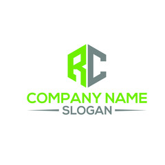 RC Letter Logo Design with Modern Unique Typography and green gray 