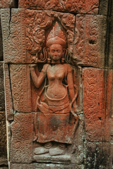 Fototapeta na wymiar Cambodian Acient Murals and cave paintings on Agkor Wat temple walls