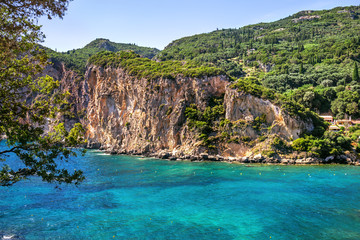 Fototapeta na wymiar D'Ampelaki Bay in Paleokastritsa, Corfu, Greece