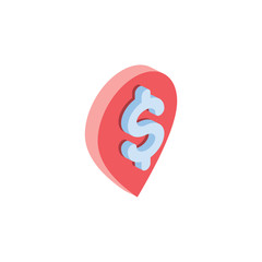 Dollar label. Vector 3d isometric, color web icon, new flat style. Creative illustration design, idea for infographics.
