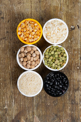 jars with beans grains