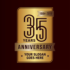 35 years anniversary design template. Thirty-five years celebration logo. Vector and illustration.