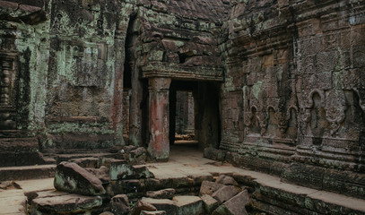 Cambodian Acient Murals and cave paintings on Agkor Wat temple walls