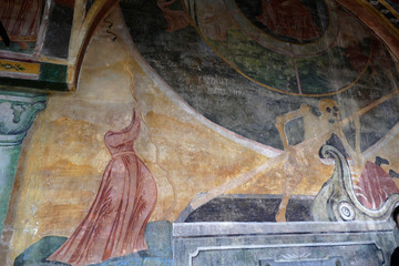 Fresco scenes of hellfire monster and damnation