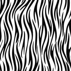 Full seamless wallpaper for zebra and tiger stripes animal skin pattern. Black and white design for textile fabric printing. Fashionable and home design fit. - obrazy, fototapety, plakaty