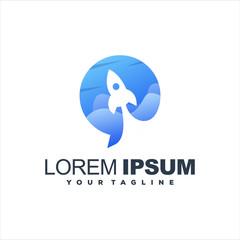 awesome chat rocket logo design