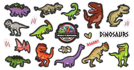 Dinosaurus character design cartoon set. © dhtgstockphoto