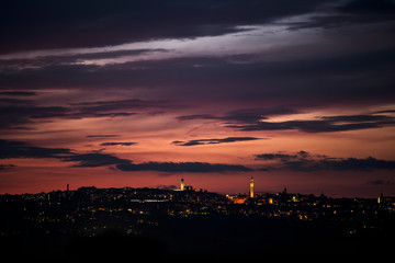 Panoramic view of Siena at night